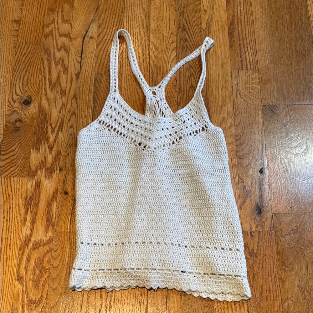 Harper 100% cotton white crochet tank top size M